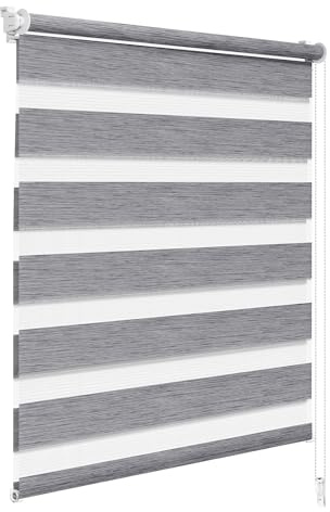 WOLTU Doppelrollo Klemmfix ohne Bohren 85x150 cm, Marmor Grau | Duo Rollos für innen Fenster & Tür, Zebrarollo Lichtdurchlässig Fensterrollo Seitenzugrollo Verdunkelnd, Stoffbreite 82 cm