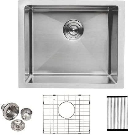 Lordear Undermount Kitchen Sinks 23 inch Small Undermount Bar Sink,16-Gauge Stainless Steel Single Bowl Bar Prep Kitchen Sink One Basin 23x18x10 Inch Handmade