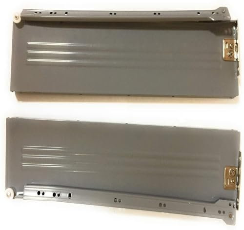 Guida per cassettiera, Guide per cassetti, coppia di Guide scorrevoli per Guida Binari cassetti, in metallo verniciato argento con H 12 cm misura 45 cm, venduto a coppia.