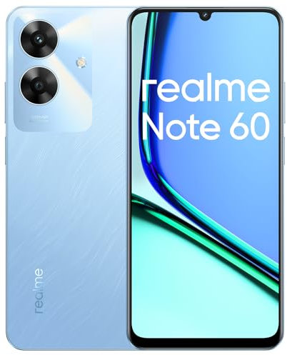 realme Note 60 Smartphone Android, 4G Telefono Cellulare Dual SIM, 90Hz Display LCD da 6.74, 3GB RAM 64GB ROM, Batteria da 5000 mAh, 32MP Fotocamera chiara, Blu, senza Adattatore