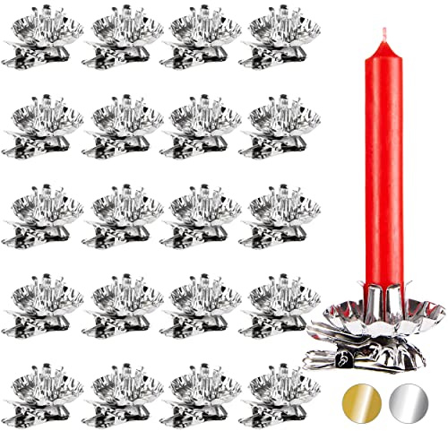 BRUBAKER 40er Pack Baumkerzenhalter für Weihnachtsbaum | Vintage Kerzenhalter Silber - Traditionelle Kerzenzwicker mit Clip