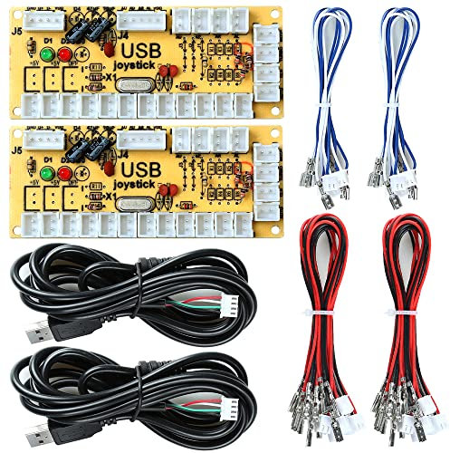 owootecc Zero Delay USB Encoder Arcade Game DIY Parts Kit for PC, Raspberry Pi 4/3 / 2/1 Model B with RetroPie,Arcade MAME JAMMA Game Project（2Pack）