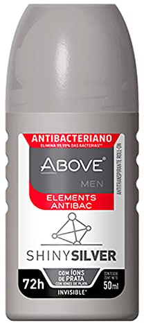 ABOVE Roll-On Elements, Shiny Silver, 1,7 oz - Ball Deodorante per uomini - 72-Hour Protection - Sensual Fragrance - Dry Touch - No Stains