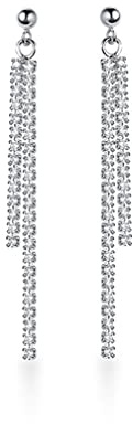 SLUYNZ Sterlingsilber kette Ohrringe Ohrhänger für Damen CZ Lange Ohrringe Ohrhänger Ohrringe Quaste Kette Ohrstecker