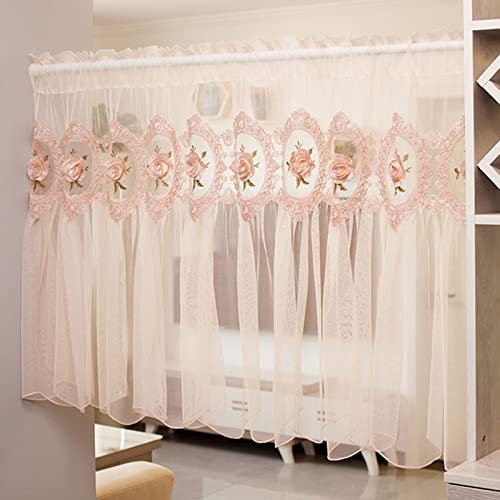 V3VOGUE Halb Transparent Gardine,minimalistischer Stil,Café Vorhänge,schönes Muster,Scheibengardienen,Für Kinderzimmer, Balkone, Terrassen,Kurze Fenstervorhänge,Kurzgardine (Size : W200xL80cm)