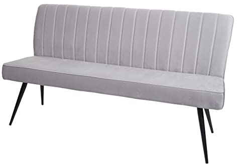 HWC-K16 - Banco de comedor tapizado con respaldo de terciopelo (160 cm), color gris claro