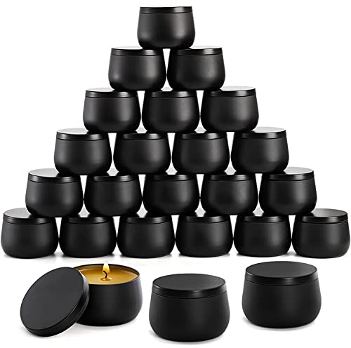 FXNFXLA 24pcs 8 Oz lattine di Alluminio Candela con coperchi Vuoti barattoli di Candela contenitori di Latta di Metallo per la Fabbricazione di Candele conservazione Snack