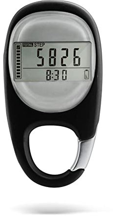 ThreeH 3D Schrittzähler - Tragbarer Pedometer mit Clip - Einfache Bedienung - Kalorien & Entfernungszähler für ältere Kinder - Schwarz