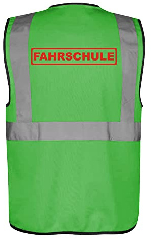 Fassbender-Druck WARNWESTEN - Sicherheitsweste GELB mit Taschen und Reißverschluss nach EN ISO 20471 zertifiziert - Warn Weste für FAHRSCHULE - Unisex mit hochwertigem Reflektorstreifen