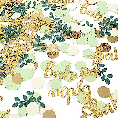 KIPTVO 200PCS Sage Green Baby Shower Confetti Decorations for Gender Reveal and Jungle Birthday Party