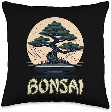 Dwarf Tree Mini Tree Japan Bonsai Ficus Gift Bowl Japanese Tree for a Bonsai Gardener Throw Pillow, 16x16, Multicolor