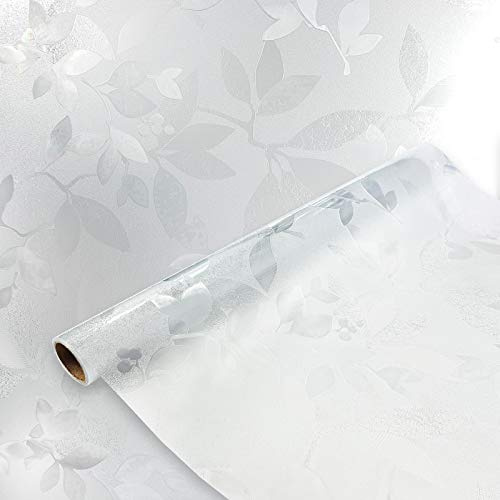 Fensterfolie selbsthaftend 90x100 cm | Statische Sichtschutzfolie ohne Kleber aus PVC | Selbsthaftende Glasfolie für Lichtdurchlass und Privatsphäre | Fensterfolie statisch haftend | Blätter 3D
