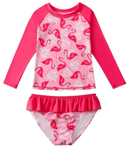 Bañador Niña Dos Pieza Manga Larga Traje De Baño Niñas UPF 50+ Proteccion Solar Natacion Playa Transpirable Secado Rápido Bañador para Niña 3-9 Años