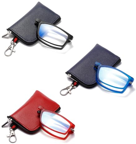 OWTXIS Faltbare Lesebrille Für Frauen und Männer | Schlüsselanhänger, Taschen Kompakte Leser, Blaues Licht, Tragbare Taschenbrille