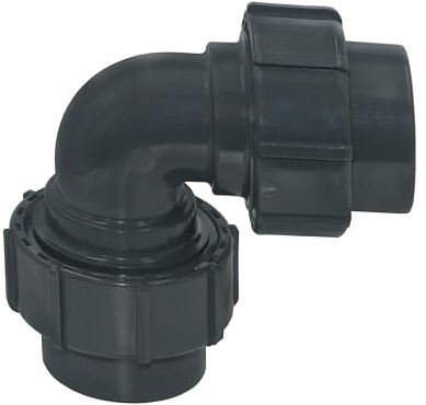 HAF PVC Flexfit Übergangswinkel 90° mit 50mm x 50mm | Klemmkupplung x Klemmkupplung | Klemmverbinder aus grauem PVC-U | PN4 für Verbindung von Flexschlauch, Poolverrohrung, Druckleitung, Rohrleitung