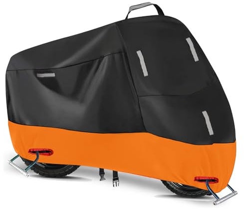 Scooter Cover Waterproof Outdoor, 300D Oxford Heavy Duty Motorbike Moped Rain Dust Cover with 5 Reflective Strips and 2 Windproof Buckles, 2 Lock Holes and 1 Storage Pouch (M: 78 x 35 x 39 inch)
