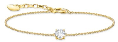 THOMAS SABO Armband mit weißem Zirkonia-Anhänger vergoldet 925 Sterlingsilber, 750 Gelbgold Vergoldung