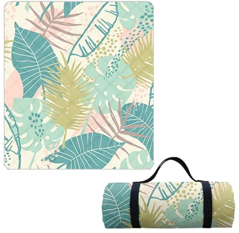 Hayisugal Picknickdecke 200x200 cm Verdickte Stranddecke Sandfrei Wasserdicht Campingdecke Picknickmatte Tragbare Picknickdecke für Strand,Picknick,Wandern,Park,Reisen, Pflanzen C, 200 x 200 cm