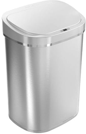 OXGQDTDQ MIUYTRN Poubelle automatique avec capteur de mouvement infrarouge sans contact, 21 gal, 80 L, base robuste en acier inoxydable (ovale, argent/couvercle brosse) cuicui