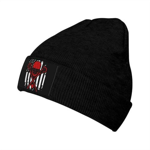 Strickmützen Lacrosse-Amerikanische Flagge Chemo Kopfbedeckung Elastisch Mütze Weich Beanie Mütze Für Herren Und Damen, Für Snowboarden, Winter, Radfahren, 56-62cm
