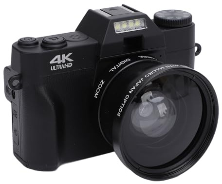 Appareil Photo Numérique 4K pour la Photographie, 60FPS 56MP 16X Zoom Autofocus Grand Angle WiFi Vlogging Camera avec écran Tactile Rabattable 3 270° Carte SD 32G Flash