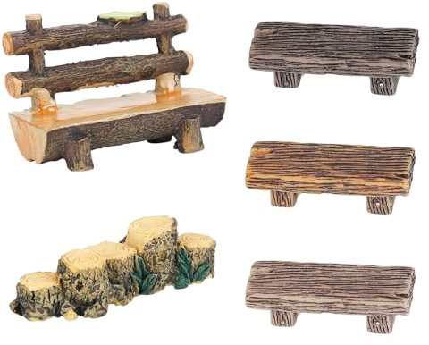 Banc miniature pour maison de poupée - Lutin - Accessoires de crèche - Jardin miniature - Décoration de maison de poupée - Lutin miniature - Accessoires pour maison de poupée, Résine