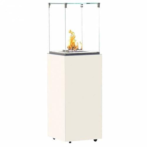 L'Héritier Du Temps Chauffage Extérieur Néocube-O Actuel Patio Acier et Verre Cheminée Gaz Braséro Terrasse 42,8x42,8x143,1cm