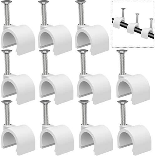 Kabel-Clips, 10 mm, Nagelklemmen, Kabelklemmen, Koaxialkabel-Clips, Lautsprecher-Draht-Clips, Kabelnägel für Kabel, Kabelklemmen, Ethernet-Kabel-Clips, RG6, RG59, CAT6, RJ45, Wandkabel-Clips, 400