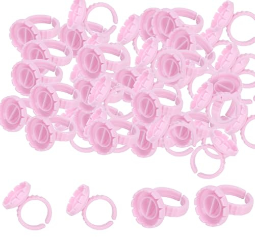 100 Pièces de Bagues-Repères pour Colle à Cils, Support de Colle pour Extension de Cils, Bagues en Plastique à Usage Unique pour Extensions de Cils
