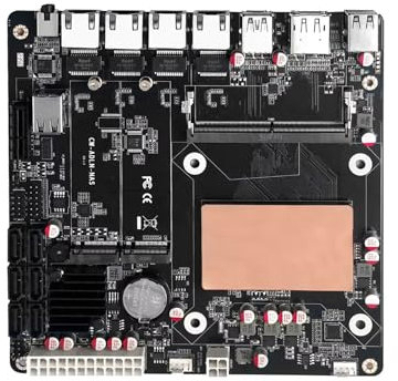 PeeliCeeli Carte mère NAS à faible puissance avec processeur i3 N305, carte mère DDR5 Mini ITX avec double fente M.2 NVMe, 6 cartes PC serveur domestique SATA3.0 avec 4 x i226V 2.5GbE LAN, 8G RAM 128G