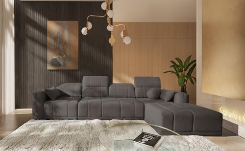 All4All Ecksofa mit Schlaffunktion Rico XII 346 cm x 195 cm - Schlafsofa mit Bettkasten - Eckcouch - XXL Sofa - Wohnlandschaft L-Fom - Taupe - Chenille Gewebe - Seite Rechts - Modern 26