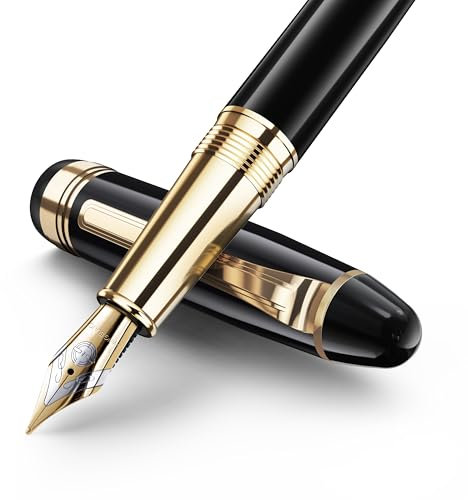 ZiYoMuo Dawn star Luxury fountain pen,Hand Polished 24K Gilded Nib*2(Medium&Fine),24K Gold Finish,Refillable Fountain Pen Ink Converter*2 And deluxe Gift Box,Best Pen Gift Set for Men&Women
