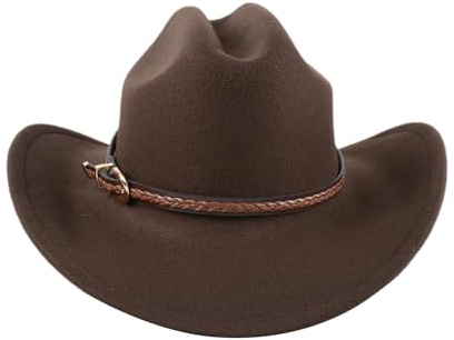 Cowboy Hat for Men and Women Wide Brim Cowboy Hat with Belt Soft Wool Felt Outdoor Casual Accessory Cowboy Hats for Men and Women Perfect for Cowboy Outfit Outdoor Activities