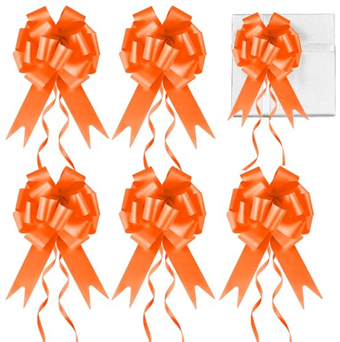 Pramape 30 Pcs Geschenkschleife Orange - Hochzeit & Geburtstag Dekoschleifen für Geschenkverpackung & Auto Deko