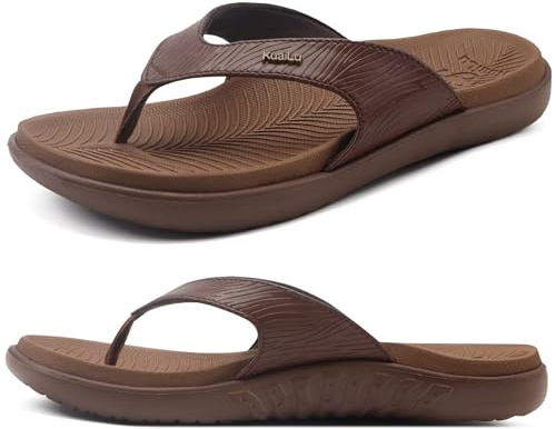 KuaiLu Flip Flops för kvinnor damer ortopediska yogamatta kudde sandaler uppklädda kvinnor lätt sommar slip-on strand stringsandaler med bekvämt fotvalvstöd (UK storlek 4-10), Brun, 39.5 EU