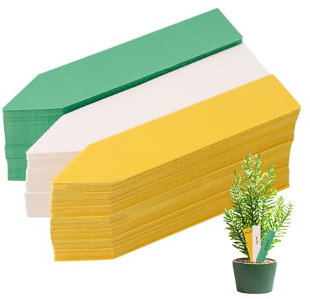 BigKego 300 stycken växtskyltar plast växtetiketter väderbeständiga trädgårdsetiketter växtskyltar för märkning för örter grönsaker blommor 3 färger 10 x 2 cm
