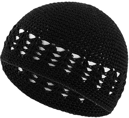 Wayfadacc Handgefertigte Häkelmütze für Erwachsene, Winter, Radfahren, Schwarz, Schwarz , 13*10*3cm