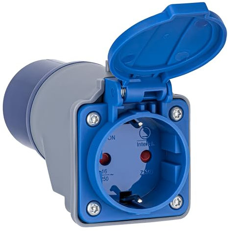 CEE auf Schuko Adapter Kupplung 16A 230V | CEE Stecker 3-polig auf Schuko Steckdose | Camping Adapter IP44 spritzwassergeschützt | Wohnmobil, Boot, Werkstatt, Outdoor