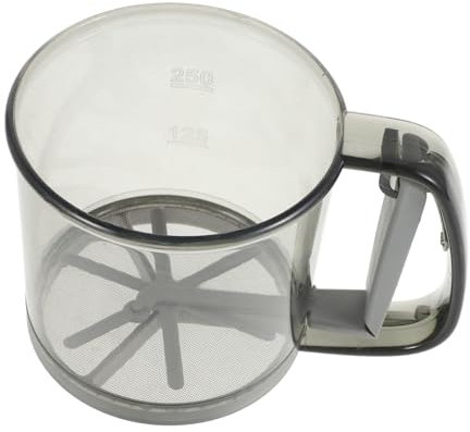 Luxshiny Semi-Automatic Flour Sifter Fine Mesh Strainer for Baking Handheld Powder Duster for Effortless Sifting of Flour and Icing Sugar for Home Kitchens Gray