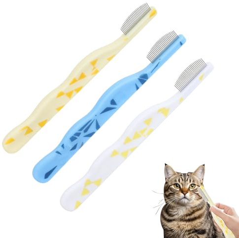 XFSRG 3 Stück Flohkamm für Hunde & Katzen Sanfter Katzenkamm Feinzahniger Fellkamm Für Kurz Und Langhaarkatzen Entfernt Tränenflecken Und Flöhe Ergonomischer Griff Für Stressfreies Bürsten