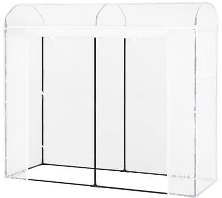 170x68x200cm Garden Greenhouse Tomato House Foil Tunnel Outdoor Agricultural Farming With Door Window(White)