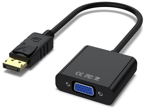 Adaptador DisplayPort a VGA 1080P, convertidor DP a VGA unidireccional chapado en oro (macho a hembra) compatible con computadora, computadora, laptop, PC, monitor, proyector, HDTV, Lenovo, Dell, HP