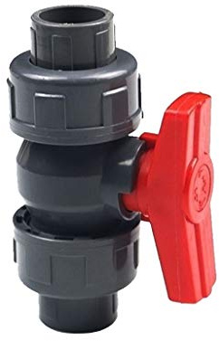 PVC Plastic Ball Valve, PVC Double Union Ball Valve Multicolor ID 20-50mm Pipe Fitting for Aquarium and Irrigation(Black,50mm)