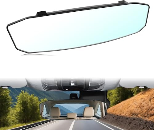 LTDCVTR 12''x3.5'' Large Rear View Mirror, Clip-on Large Wide Angle Panoramic Convex Rearview Mirrors, Anti Glare HD Clear Tint Interior Panoramic Wide Angle Rear View Mirror for Car SUV Trucks