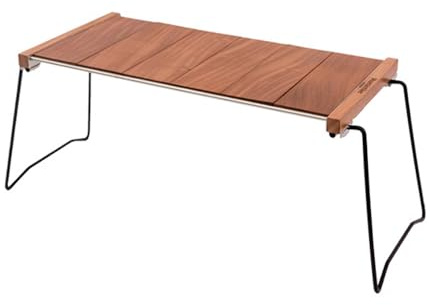 FILFEEL Tavolo da Campeggio Pieghevole, Tavolo IGT Portatile con 6 Assi di Legno e Struttura in Acciaio Inossidabile, per Viaggi All'aperto, Campeggio, Picnic, Barbecue, Pesca