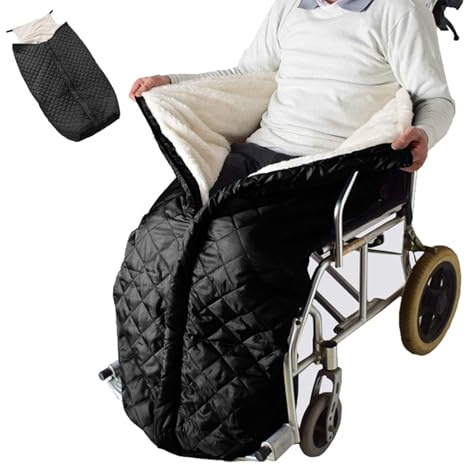 LQJHDM Fußsack für Rollstuhl, 135cm Rollstuhl Wintersack Schlupfsack Winter fußsack Sitzsack Rollstuhlsack Warme Rollstuhldecke, Erwachsene Decke für Rollstuhlfahrer, Universelle Größe (Black)