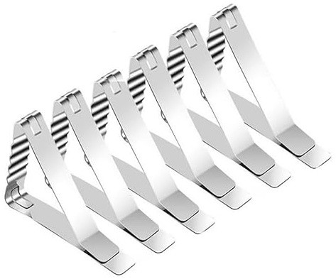 Bordduk Clips Picnic Bordduk Hållare Clip, Dukklämmor i rostfritt stål, säkringshållare, 6-pack, silver, for utomhuscamping, picknick