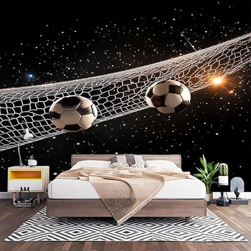 Fotomurales Decorativos Deportes FúTbol Cielo Estrellado Papel Pintado Pared 200x140 cm Negro Papel Pintado Tejido No Tejido Decoración de Pared, Salones, Habitaciones Moderna Fotográfico