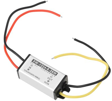 Micro Traders 12V/24V to 5V 5A DCConverter StepDown Buck Power Supply Regulator 25W for Car Motorcycle 49x25x20mm