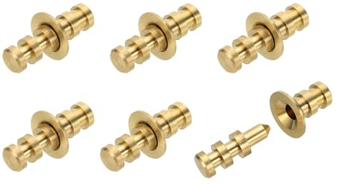 sourcing map 6Pcs Table Leaf Dowel Pin, 8x15x29mm Brass Table Top Leaf Alignment Pins Desk Bolt Sleeve Connectors for Furniture Cabinet Wooden Box, Gold Tone